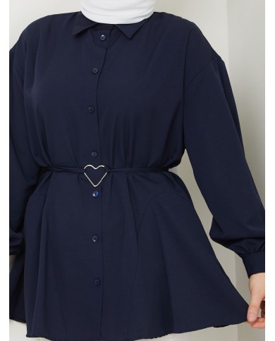 Kalp Tokalı Gömlek - Lacivert