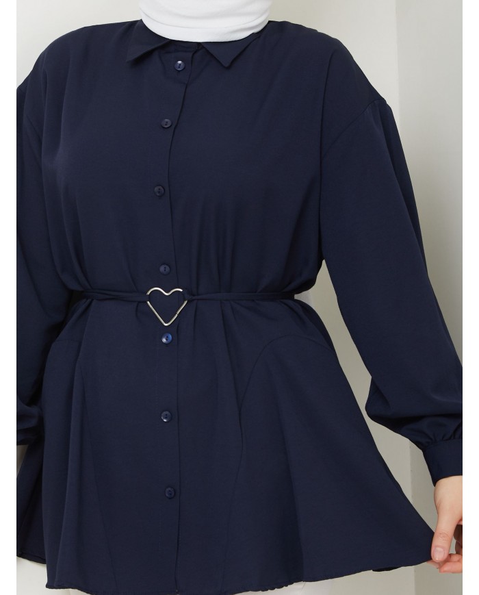 Kalp Tokalı Gömlek - Lacivert