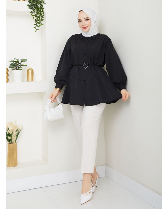 Kalp Tokalı Gömlek - Lacivert