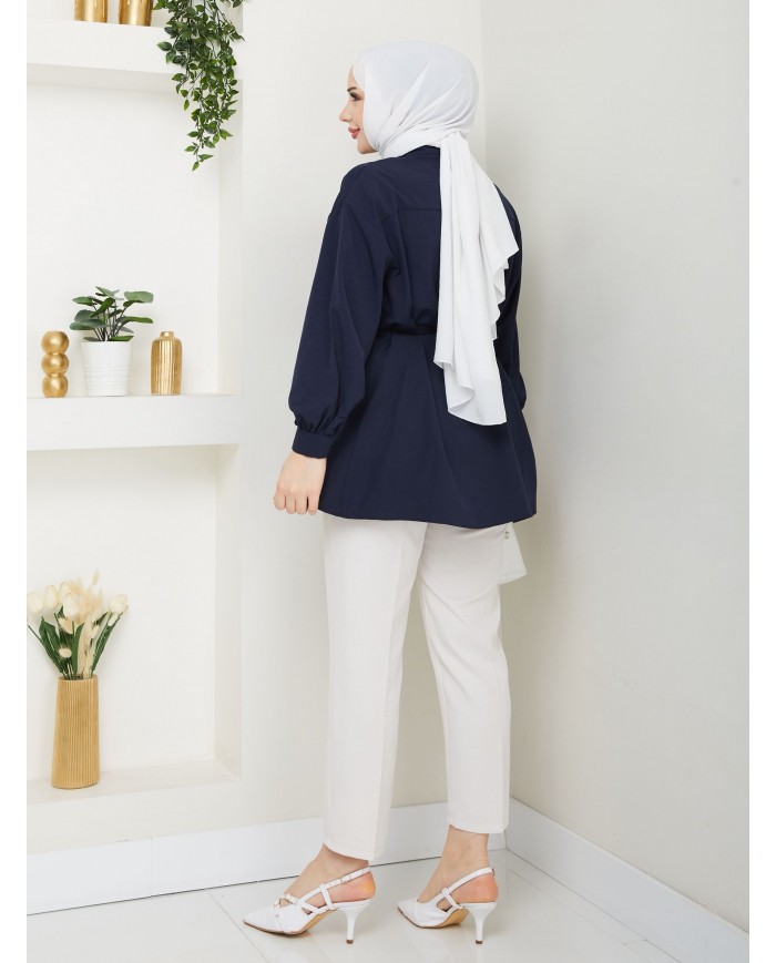 Kalp Tokalı Gömlek - Lacivert