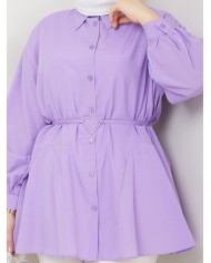 Kalp Tokalı Gömlek - Lila