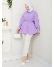 Kalp Tokalı Gömlek - Lila