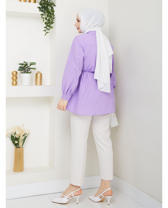 Kalp Tokalı Gömlek - Lila