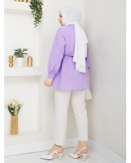 Kalp Tokalı Gömlek - Lila