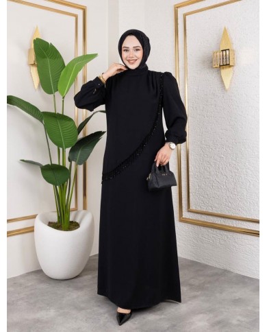 Krep Elbise - Siyah