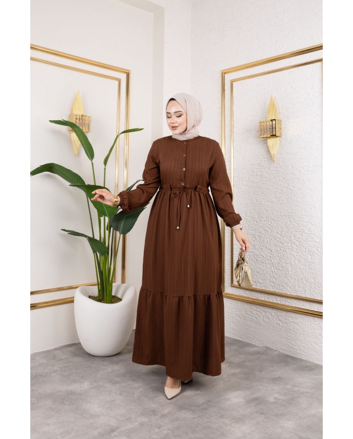 Börümcük Elbise - Kahve