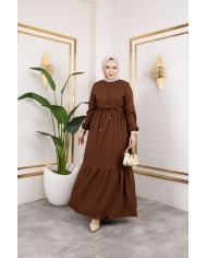 Börümcük Elbise - Kahve