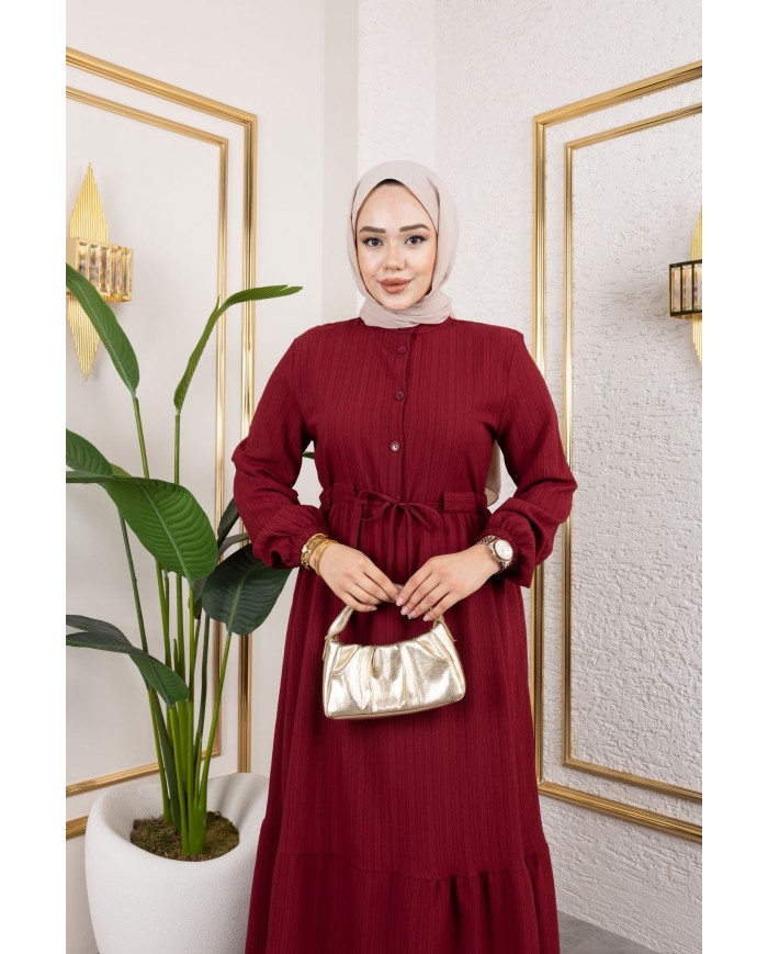 Börümcük Elbise - Bordo