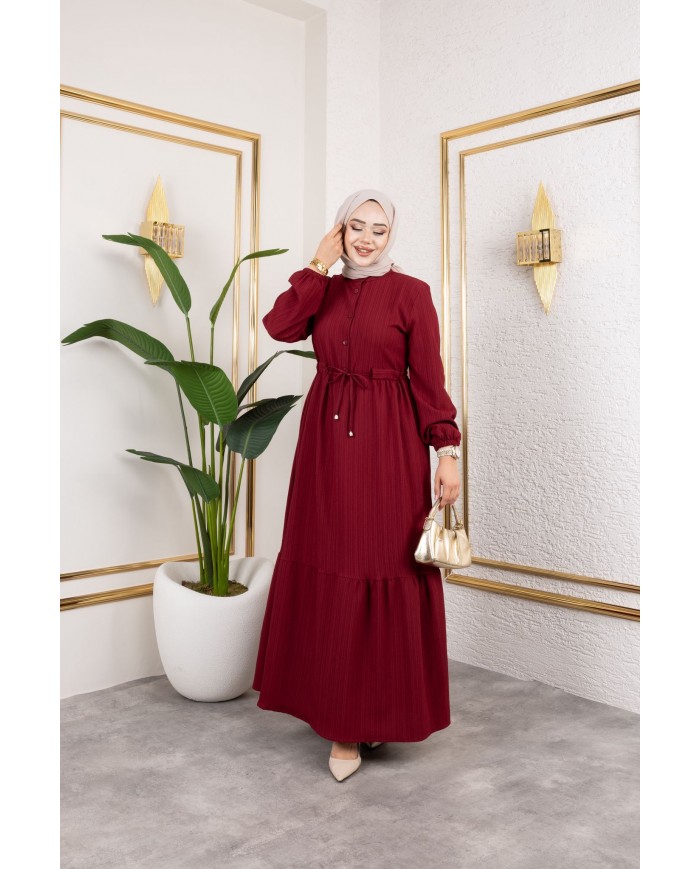 Börümcük Elbise - Bordo