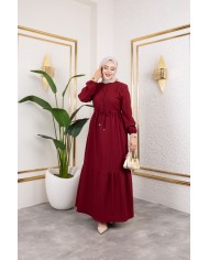 Börümcük Elbise - Bordo