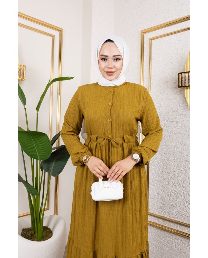 Börümcük Elbise - Yağ Yeşili