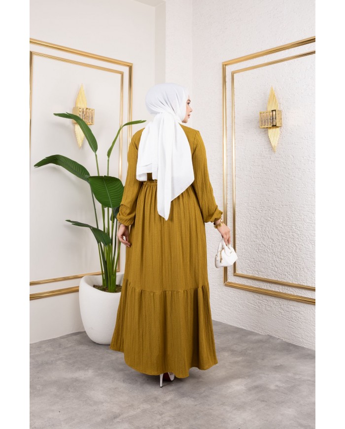 Börümcük Elbise - Yağ Yeşili