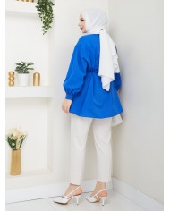 Kalp Tokalı Gömlek - Mavi