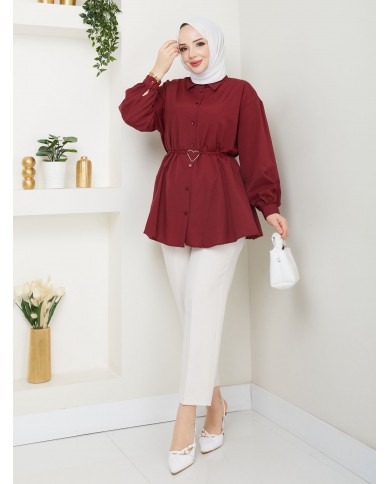 Kalp Tokalı Gömlek - Kiremit