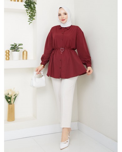 Kalp Tokalı Gömlek - Kiremit