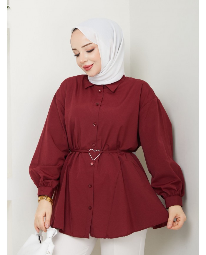 Kalp Tokalı Gömlek - Kiremit