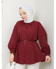 Kalp Tokalı Gömlek - Kiremit