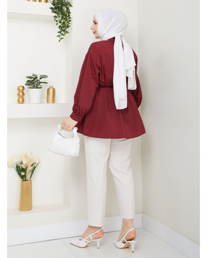 Kalp Tokalı Gömlek - Kiremit